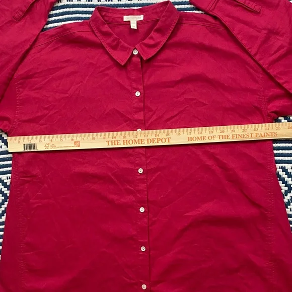 Eileen Fisher Pink Organic Cotton Twill Classic Collar Button Down Shirt Size L - Picture 5 of 12